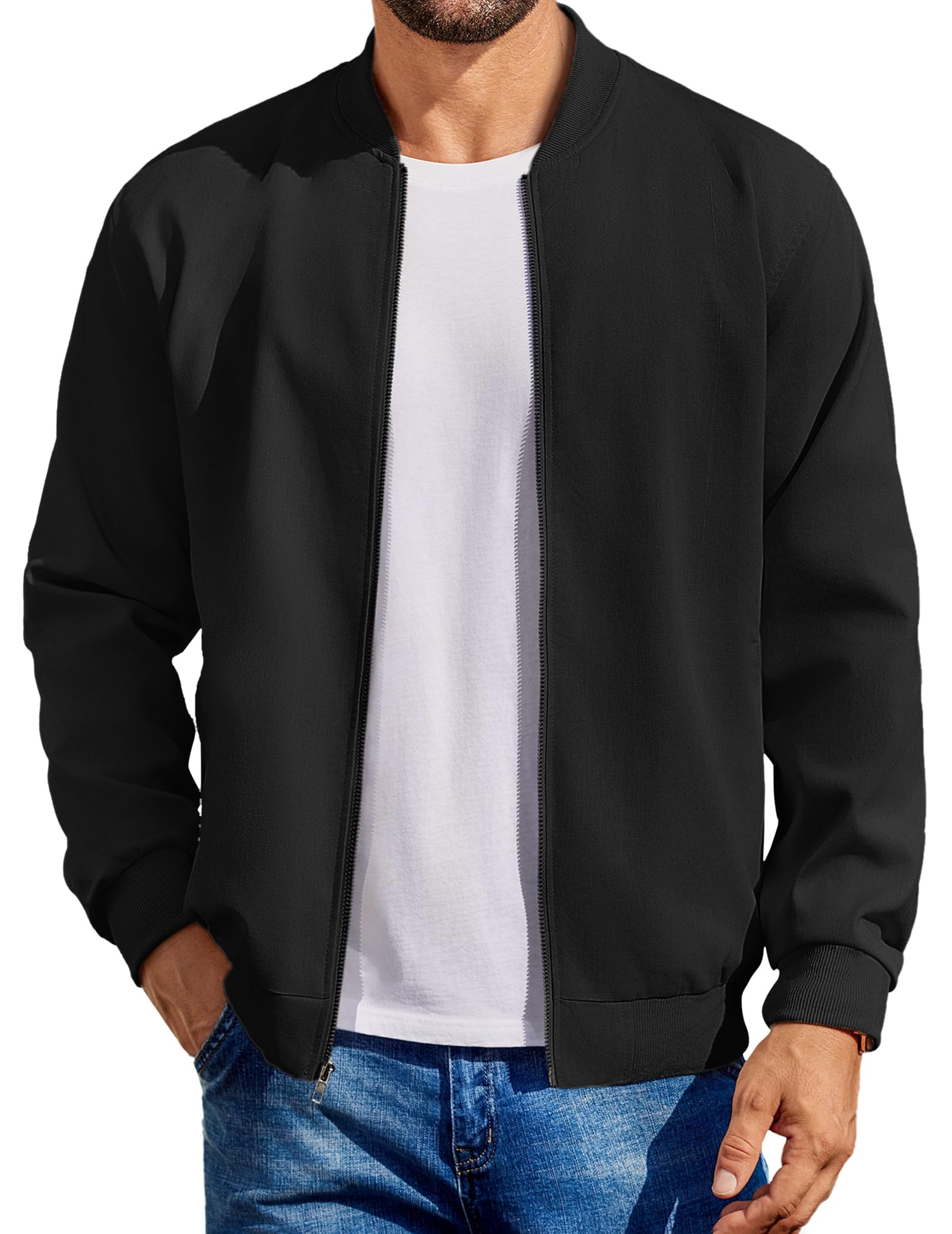 Chaqueta bomber softshell de algodón informal y ligera para hombre